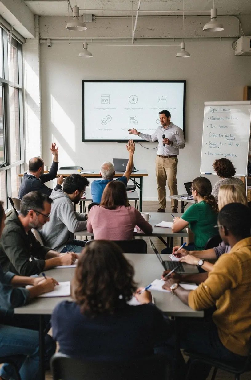 Person meditating with a laptop and phone nearby